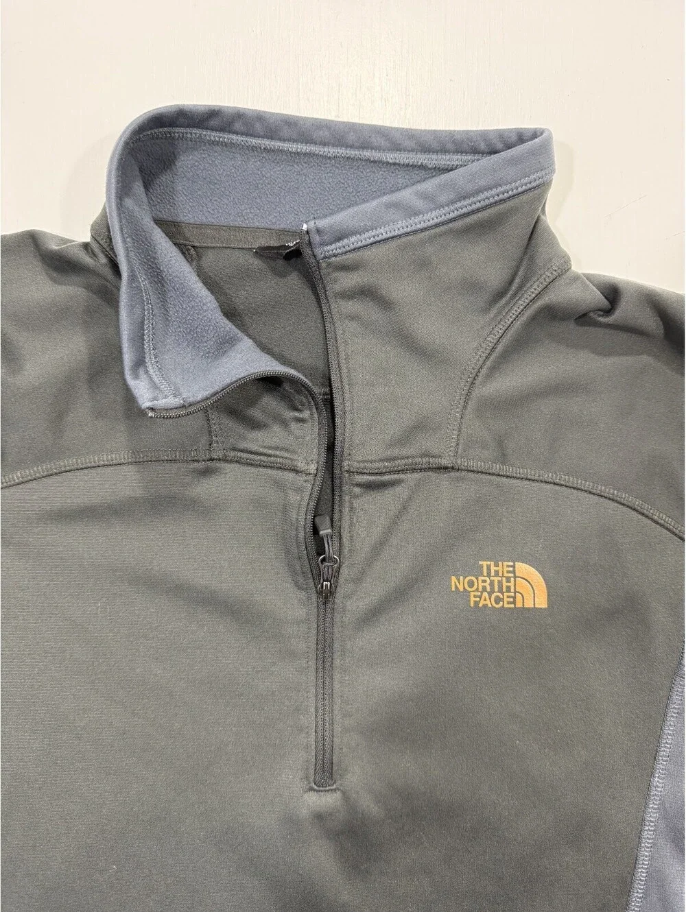 The North Face Pullover Mens M Gray Blue 1/4 Zip Fleece Hiking Outdoor Jacket